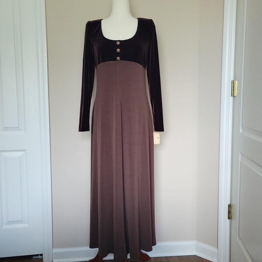 Vintage Chetta B Maxi Dress Size 6 Velvet Slinky 90s Grunge Goth Whimsigoth New
